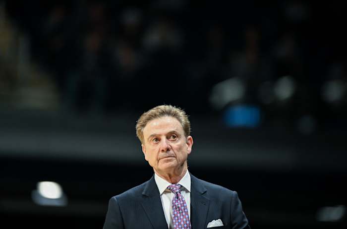 St. John's Red Storm head coach Rick Pitino looks on against the Butler Bulldogs during the first half at Hinkle Fieldhouse in Indianapolis, on Feb. 28, 2024.